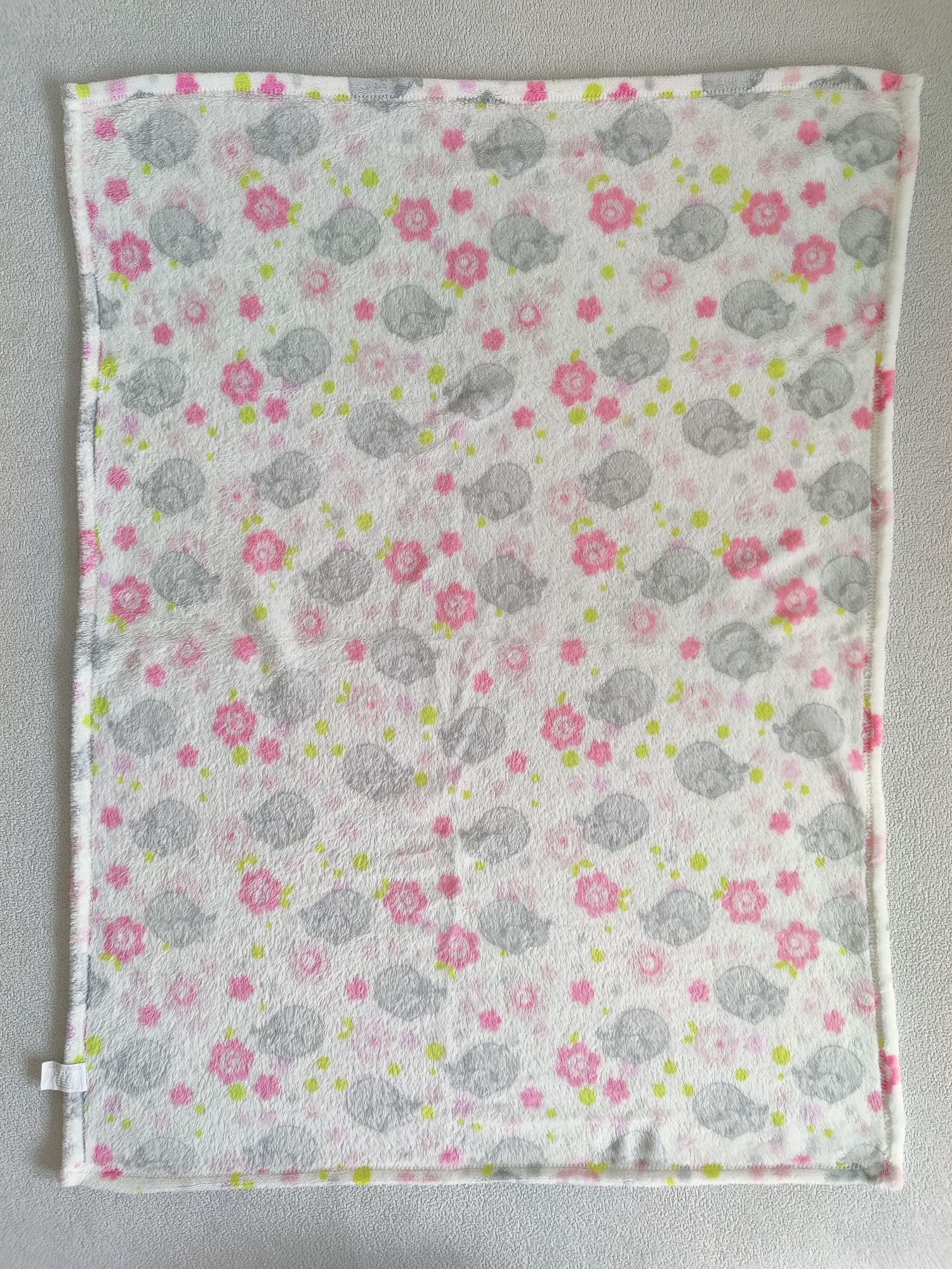 Kocyk dziecięcy 75x100cm kwiatuszki hipopotamy zwierzatka