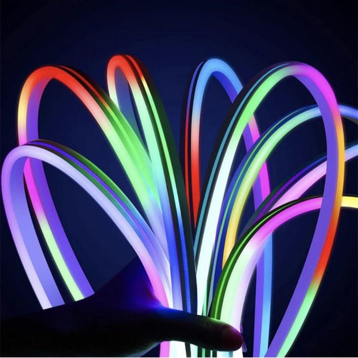 Неоновая лента RGB стрічка неонова 5м LED неон гибкая