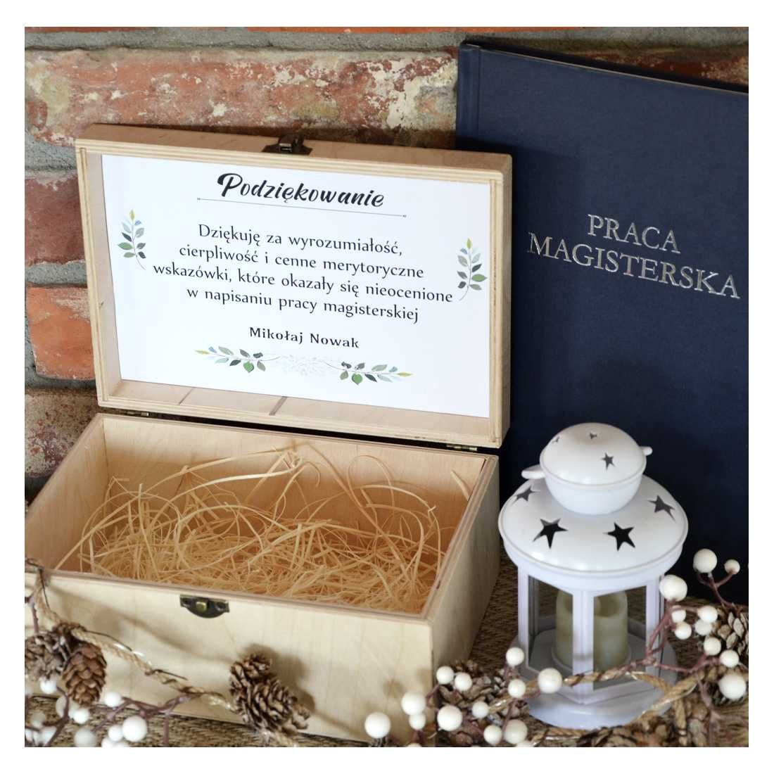 Prezent dla promotora na obronę grawer, pudełko, BOX 25X17X11, WZORY