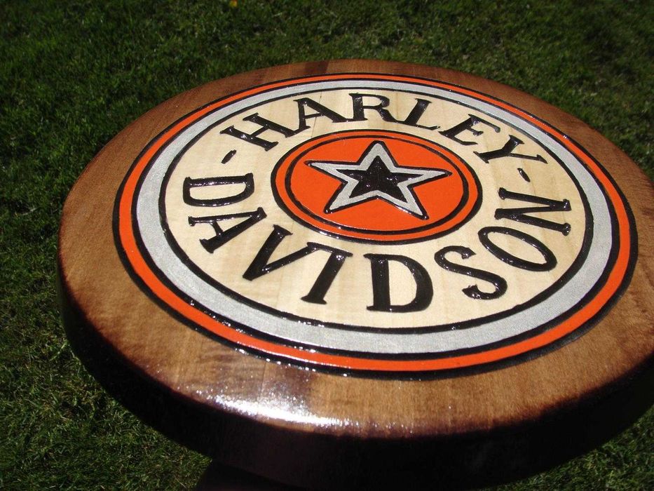 Harley-Davidson. Ręcznie rzeźbione logo w drewnie. UNIKAT!