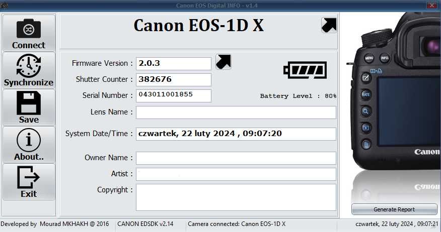 Aparat Canon 1DX