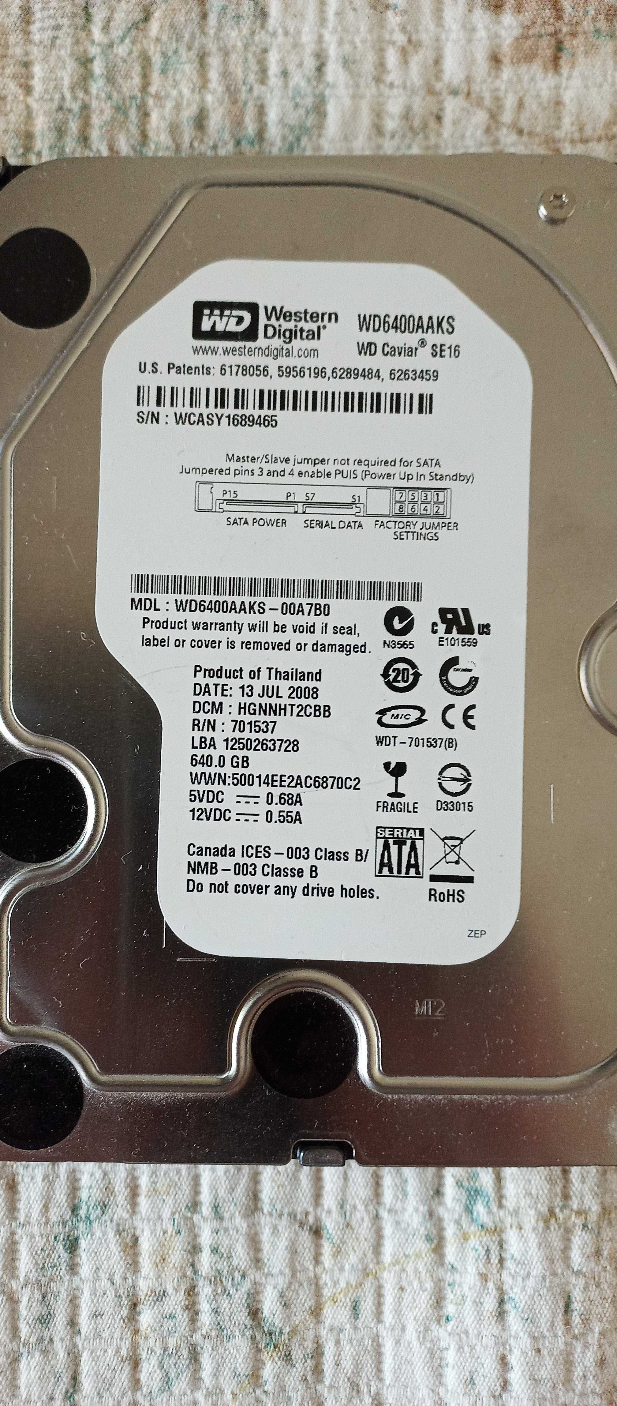 HDD Western Digital WD6400AAKS 640 Gb sata 2, 7200 rpm