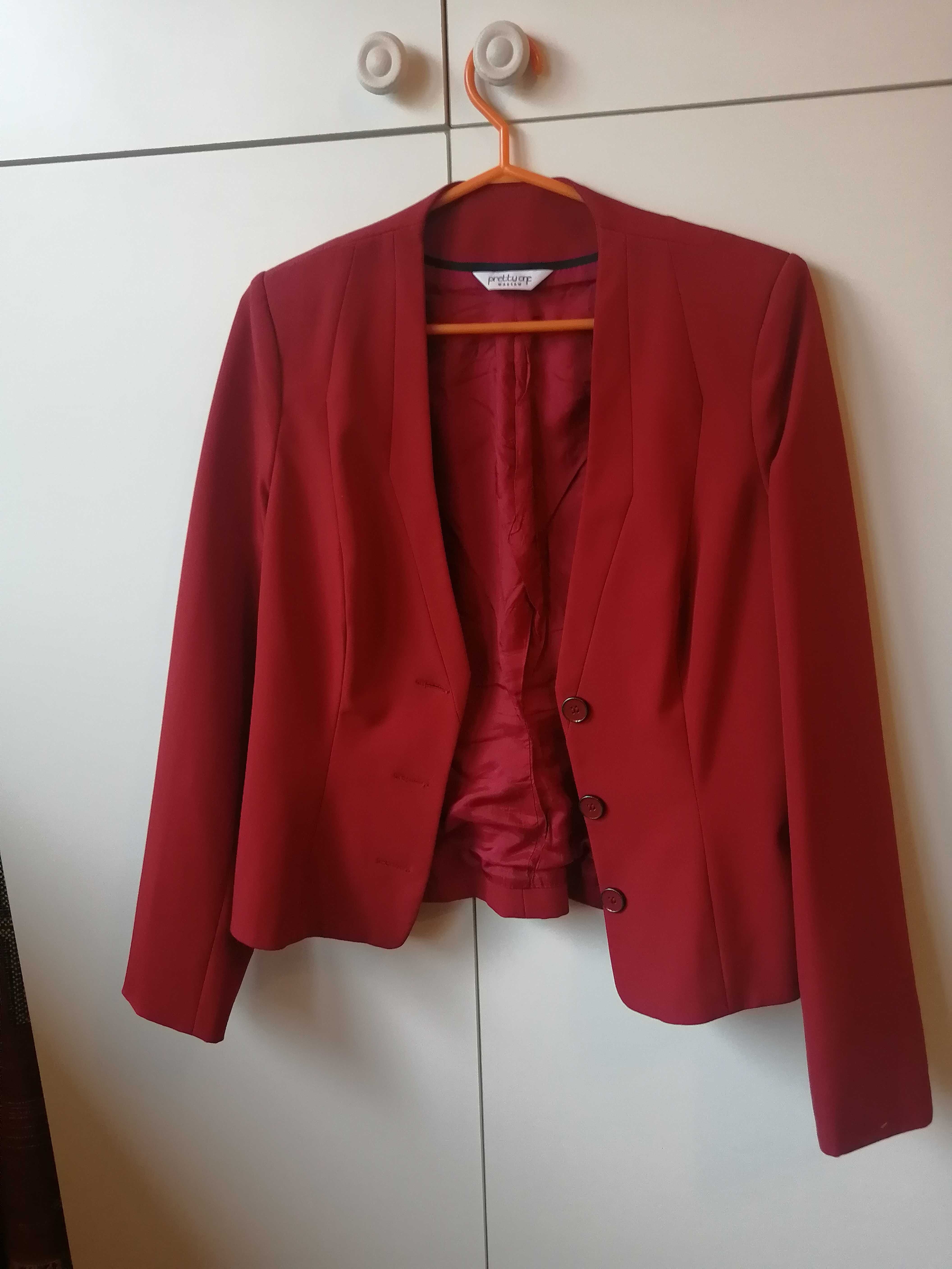 Marynarka, żakiet-PrettyOne Warsaw. BORDOWA. Stan bdb. 62% Bawełna.r.M