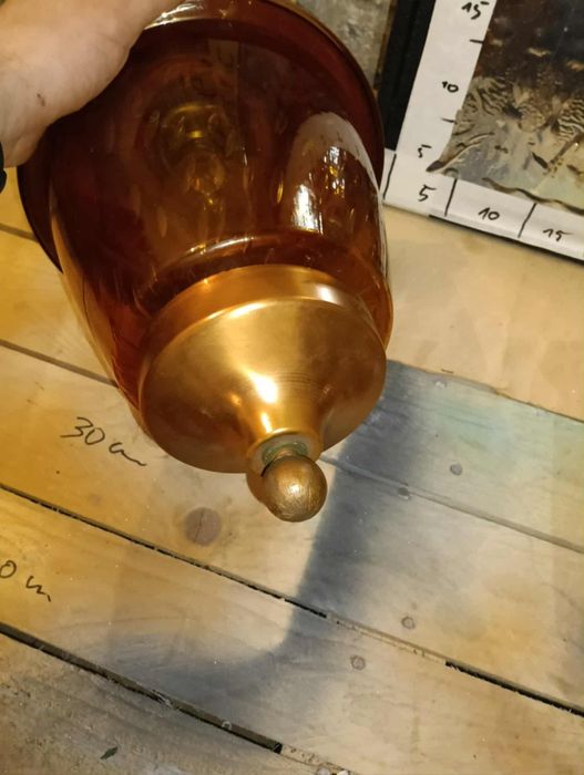 Lampy zewnętrzne zabytkowe lata 70 mosiądz,klosz kolor bursztynu