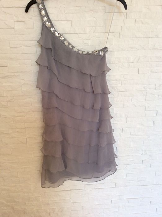 Sukienka szara na jedno ramie