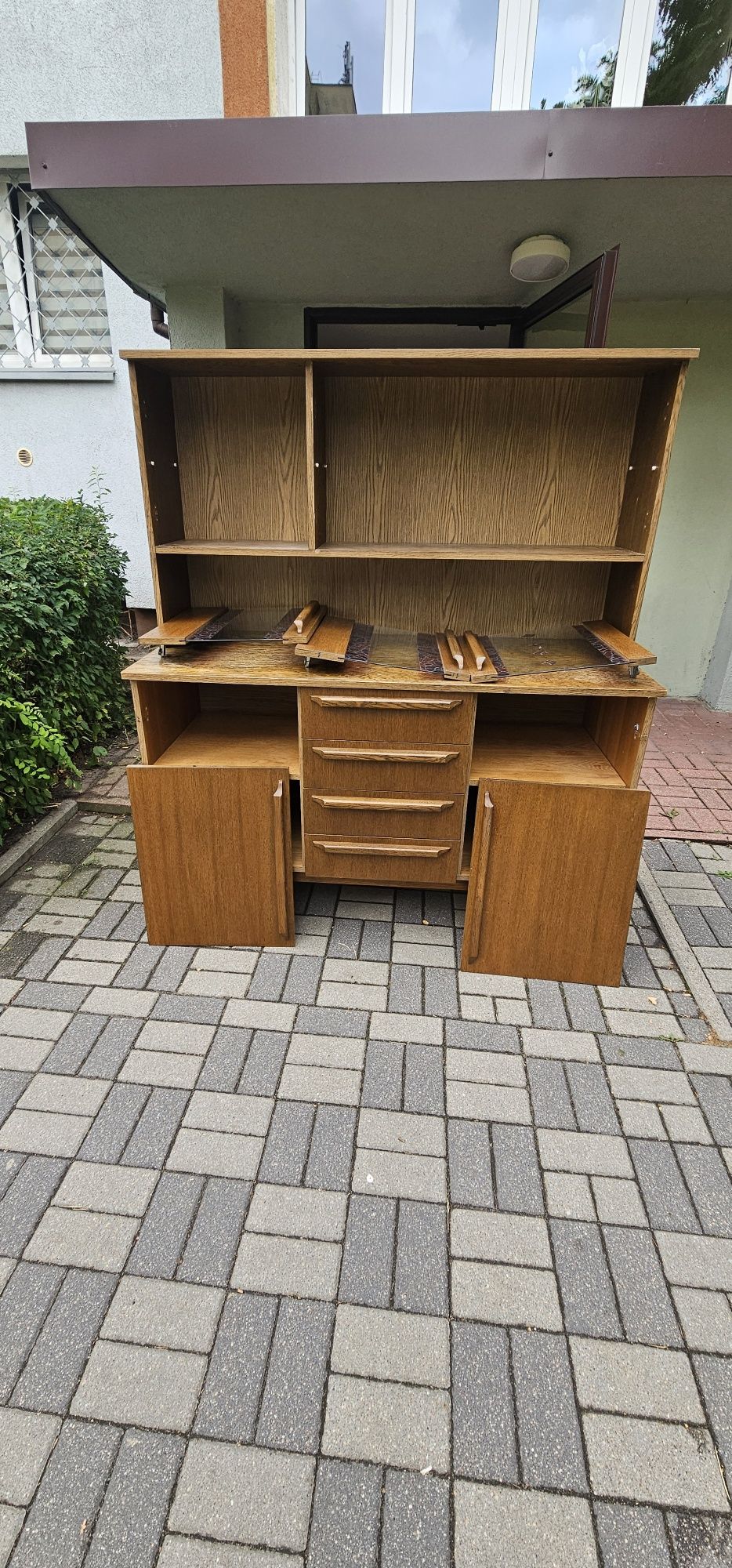 Kredens z nadstawką Horacy dąb buk jesion PRL