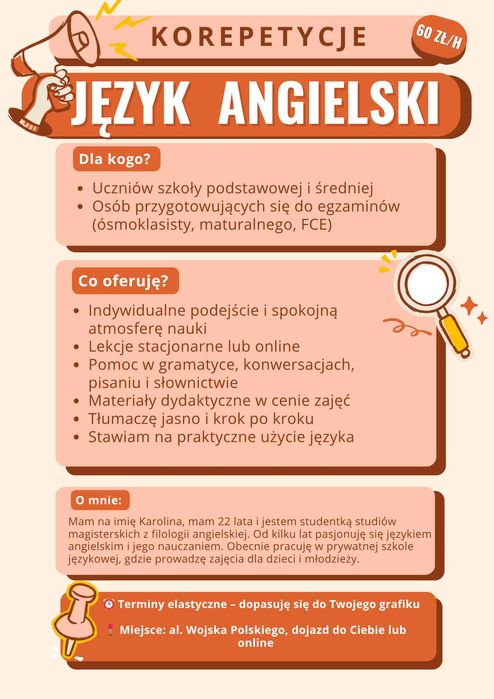 Korepetycje z języka angielskiego!