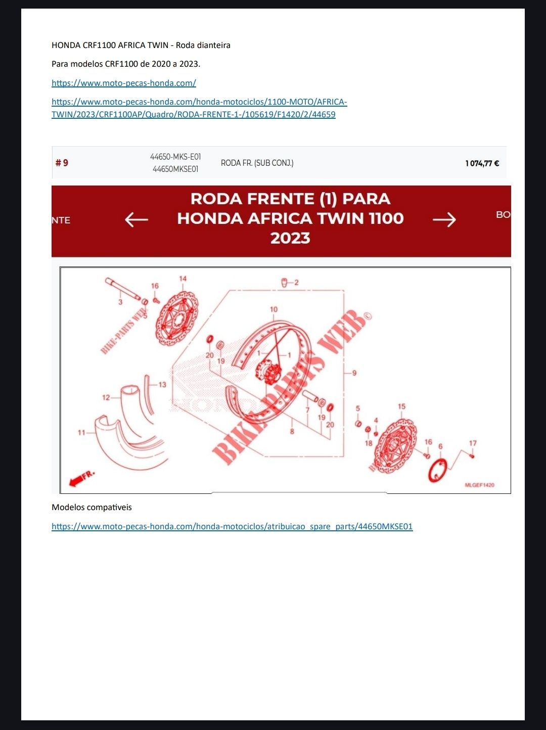 Rodas Honda África twin 1100 23