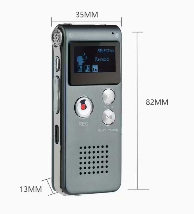 Mini Gravador com Ecrã & Reprodução de Som Externo