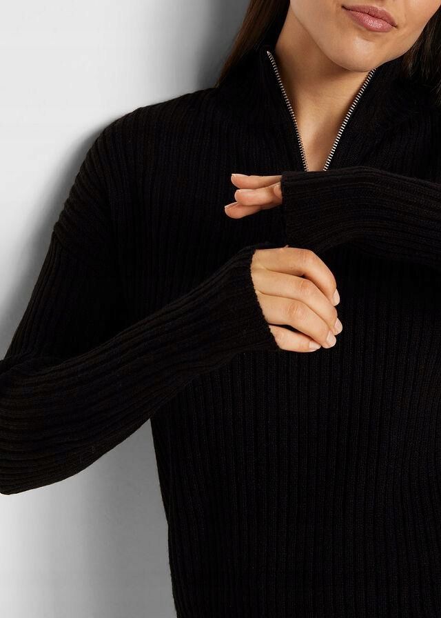 B.P.C sweter czarny ze stójką i suwakiem ^44/46