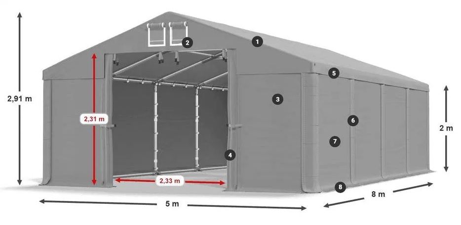-34% NAMIOT PRZEMYSŁOWY 5x8m magazynowy wojskowy hala całoroczna MTB
