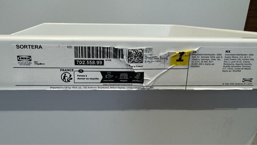 Ikea SORTERA Kosz do segregacji odpadów 60l