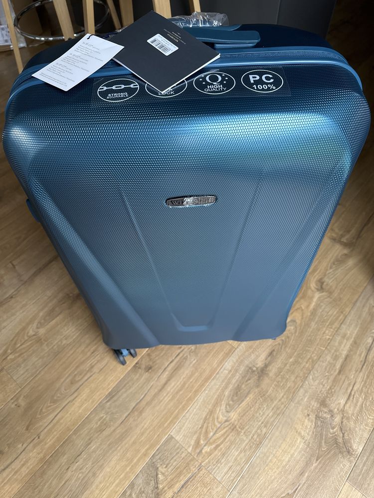 Duża walizka z polikarbonu wittchen niebieski