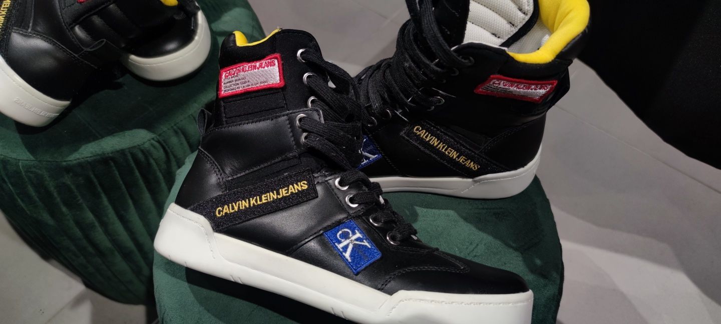 Calvin Klein sneakersy adidasy za kostkę wysokie czarne 37 ck