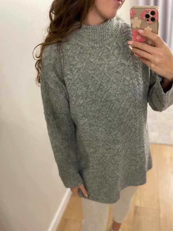 Sweter w warkocze szary Answear