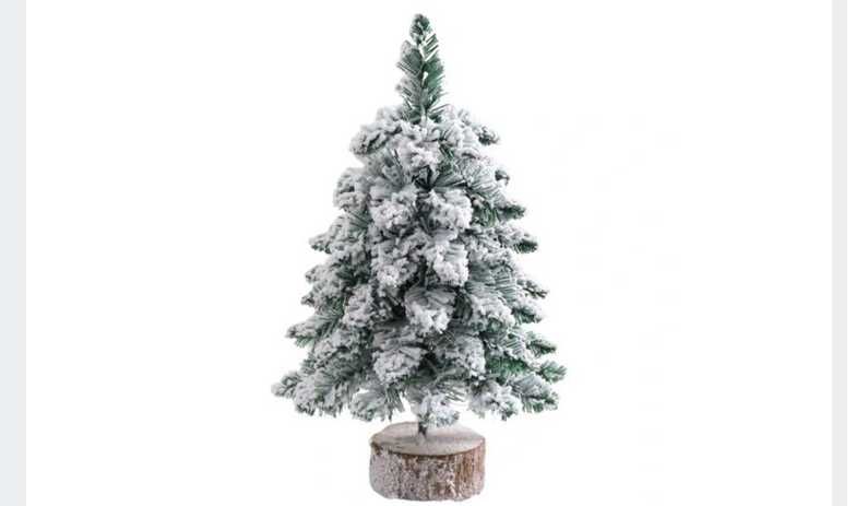 Choinka Ozdobna Dekoracyjna Sztuczna Na Pniu Pokryta Śniegiem 60cm