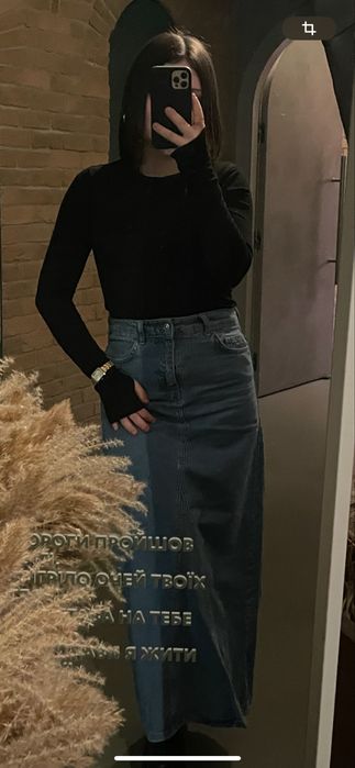 Джинсова жіноча спідниця міді/максі