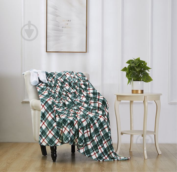 Плед 150х200 см La Nuit Gift Green Checked  в клеточку новогодний