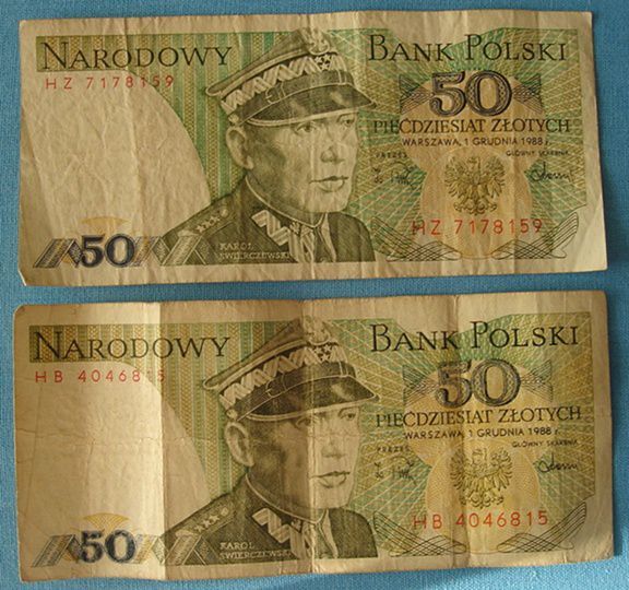 50 złotych Karol Świerczewski 1988r seria HZ i HB