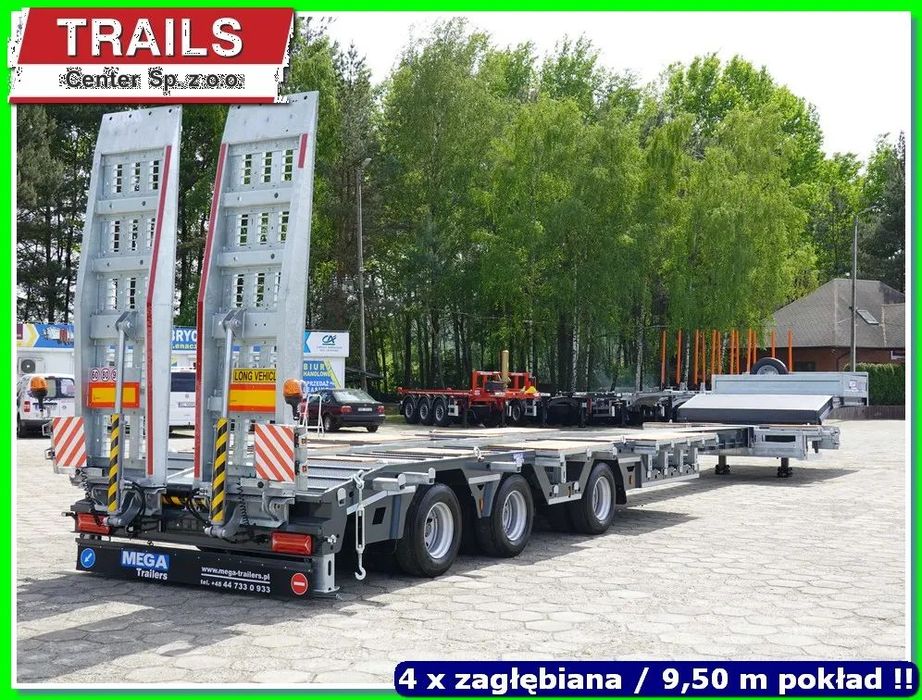 Naczepa rozciągana dł. 18,60 m, zagłębiana x 4, szer. 3,00 m - NAJAZDY HYDRAULICZNE. !!!  Gotowe niskopodwozie - pokład dłł. 9.500 mm + rozciągany 5.000 mm!