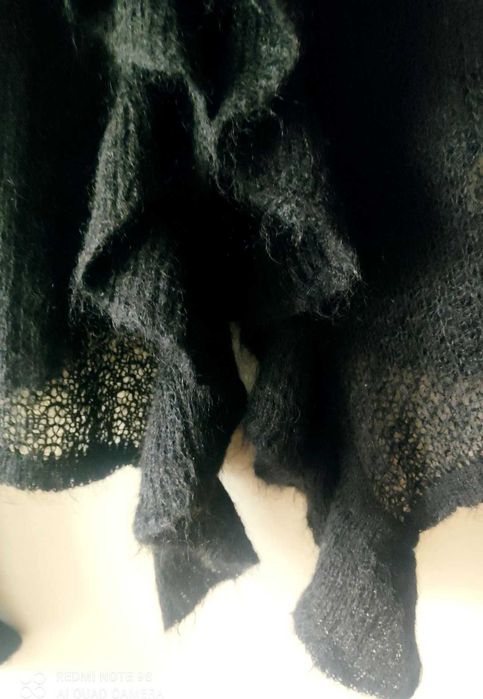 cienki czarny ażurowy sweterek moher r.L