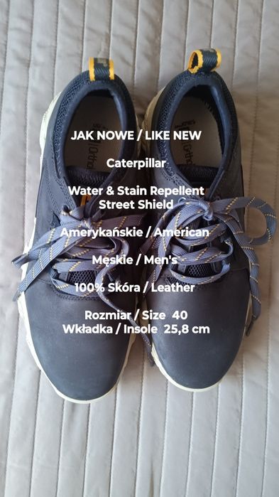Caterpillar  Impregnowane męskie buty sportowe, 100% Skóra, Roz. 40