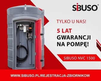 Zbiornik paliwo olej napędowy SIBUSO NVC 1500L 5lat gwarancji na pompę