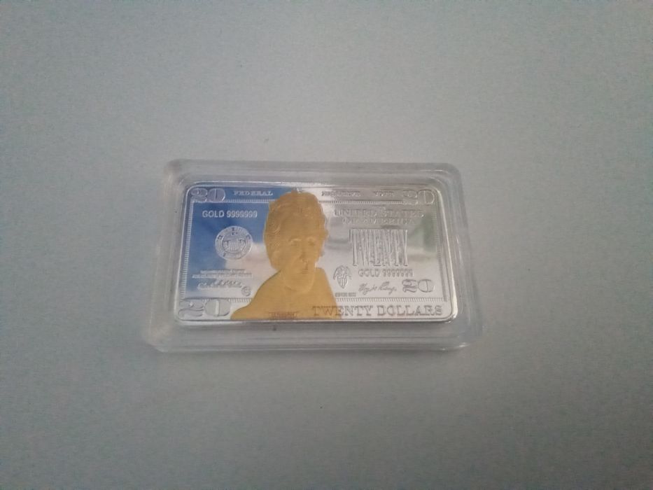 Pozłacana sztabka 20 dolarów Andrew Jackson.
