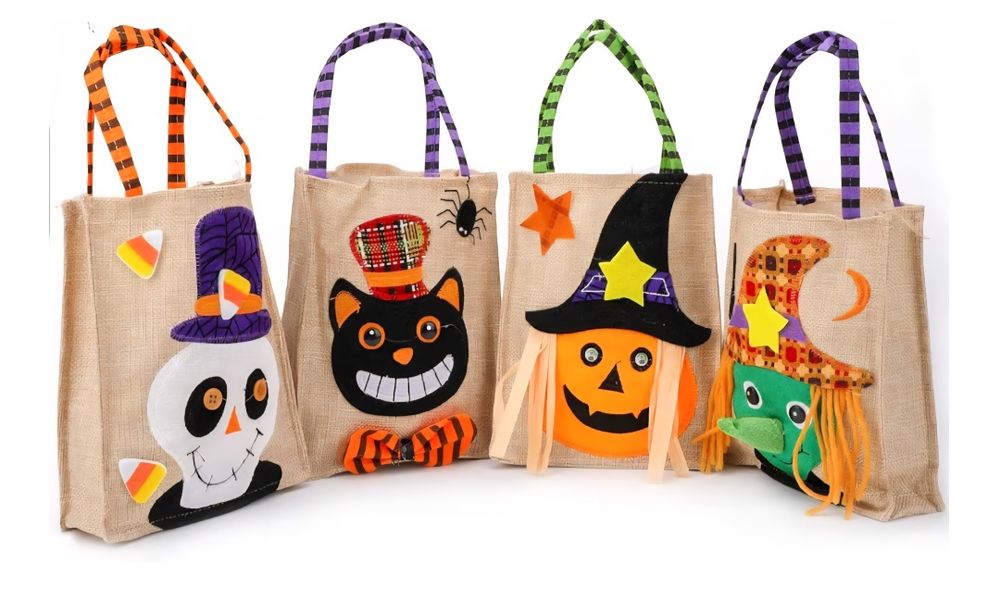 Lniane torby na Halloween - 4 sztuki - nowe