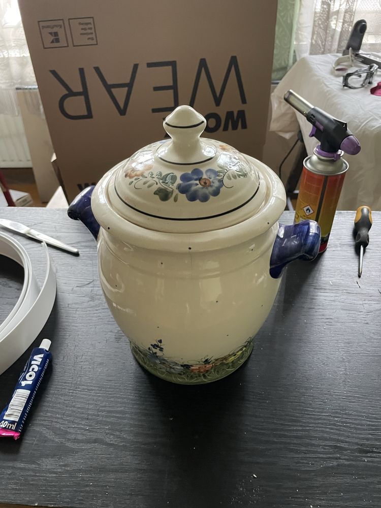 Duży ceramiczny pojemnik na czosnek 5 litrów