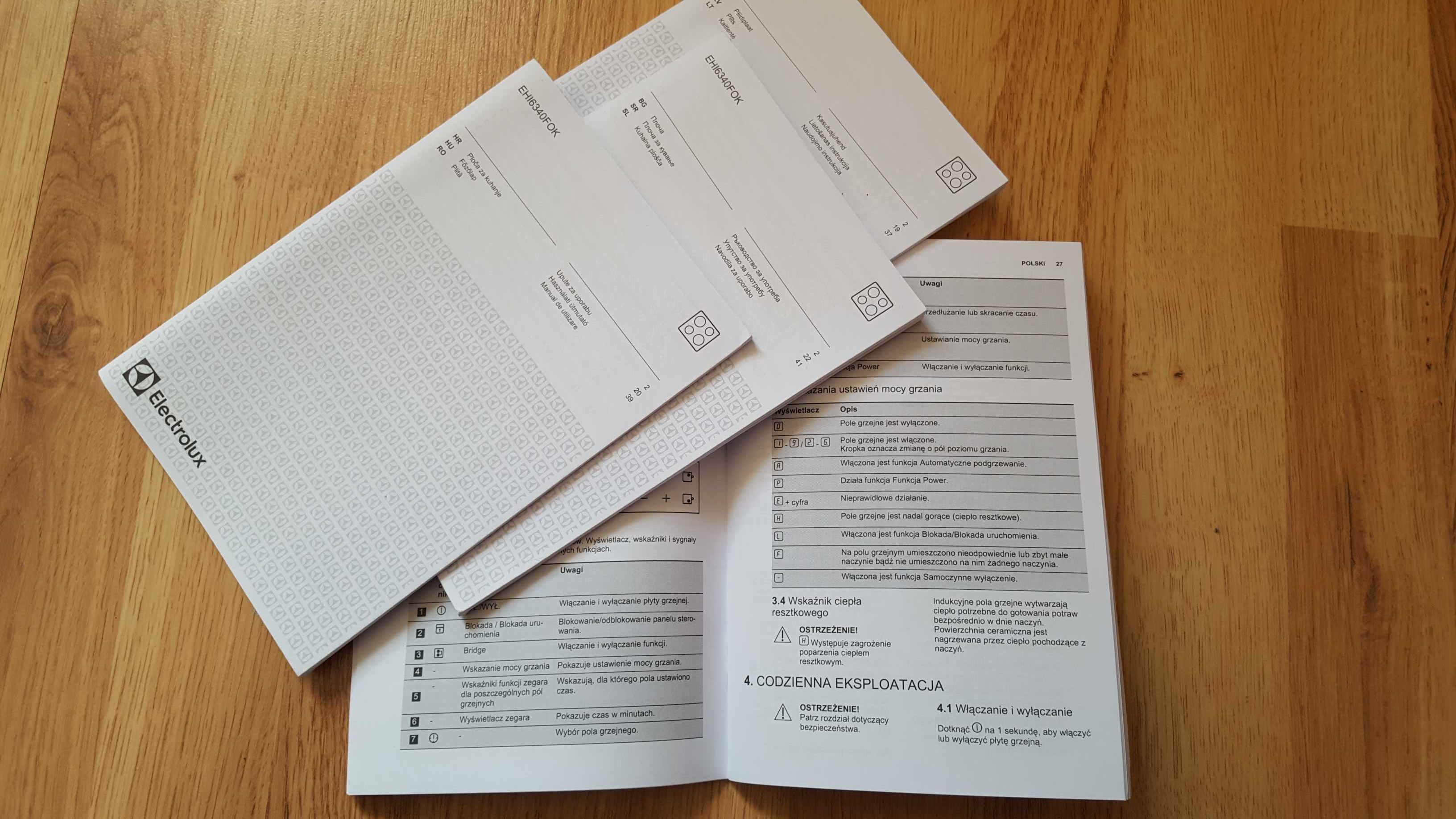 Oryginalna instrukcja obsługi płyty grzejnej Electrolux