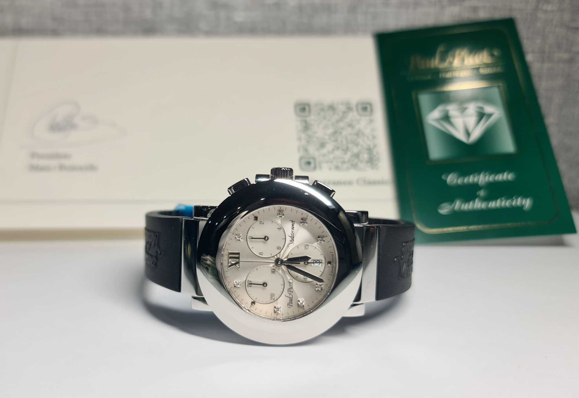 Жіночий годинник Paul Picot Mediterranee White Chronograph Diamonds