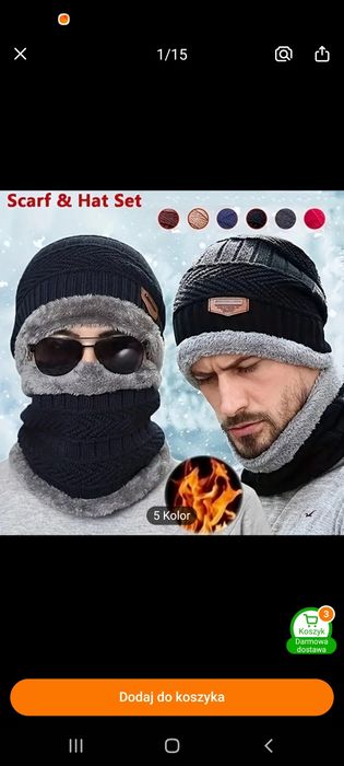 Czapka + komin - zestaw -  granatowy