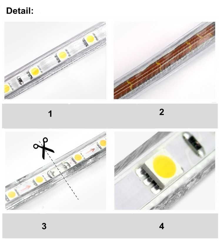 Wąż taśma LED SMD IP67 ciepły zimny gruby silikon zew. wew. napis wzór