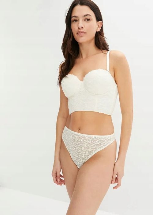 B.P.C Top gorsetowy na fiszbinach beżowy z koronką ^85D