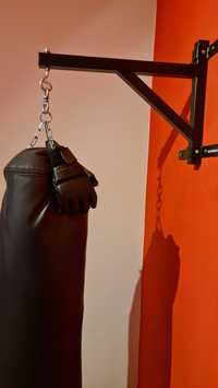 Saco de Boxe 110cm + Suporte de Parede e Luvas