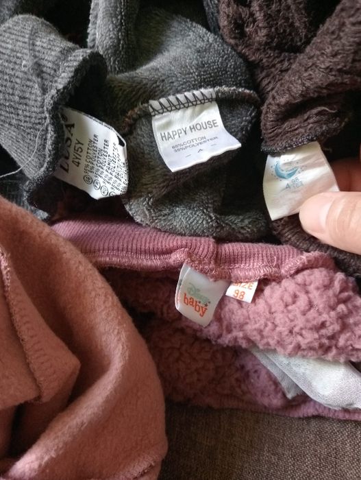 Spodnie zimowe zestaw dziewcz z futerkiem 4 szt 104 i 1 szt 98