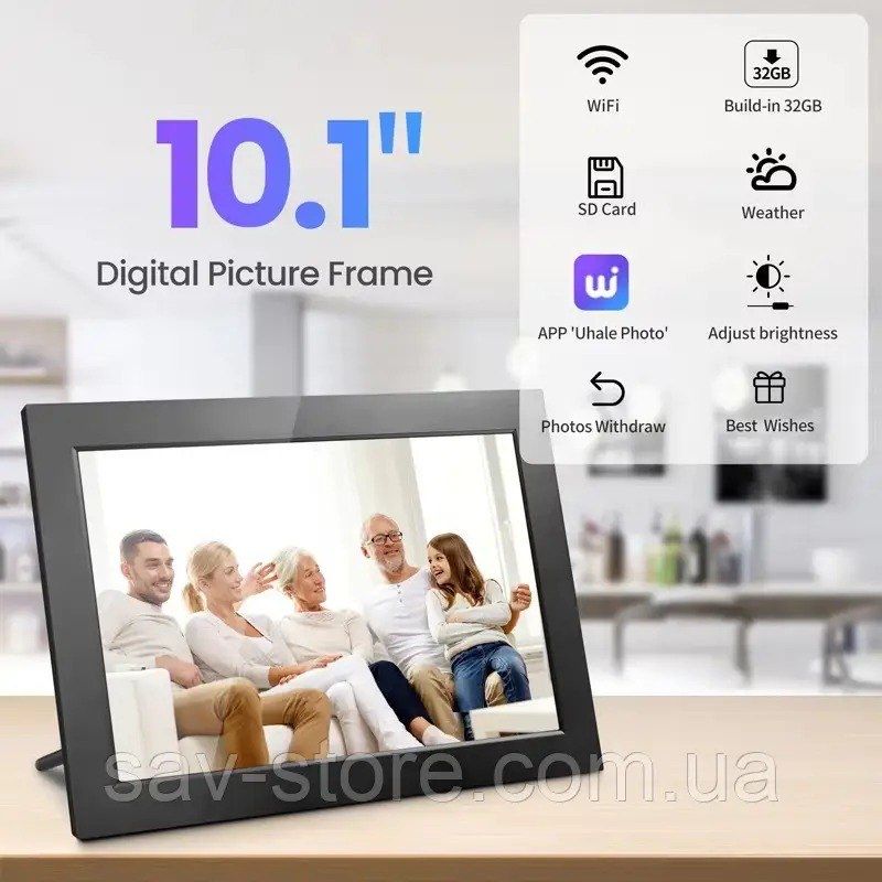 Цифрова фоторамка, 10.1 дюйма, WI-FI, Uhale app