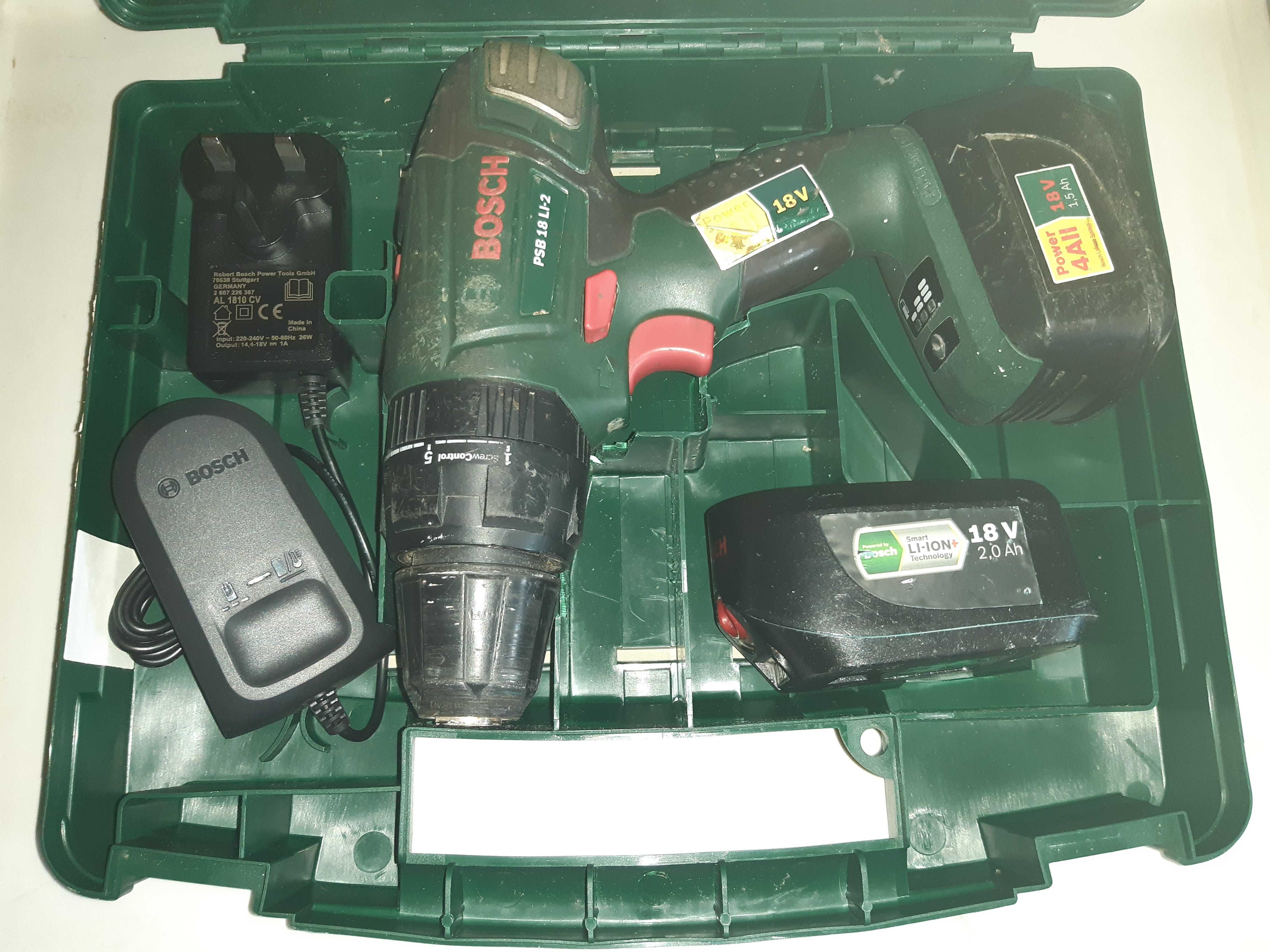 ''Bosch'' PSB18 Li-2-wiertarka na baterie w zestawie-używana/taniej