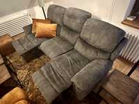 Sofa kanapa rozkładany podnóżek + pufy + dywan