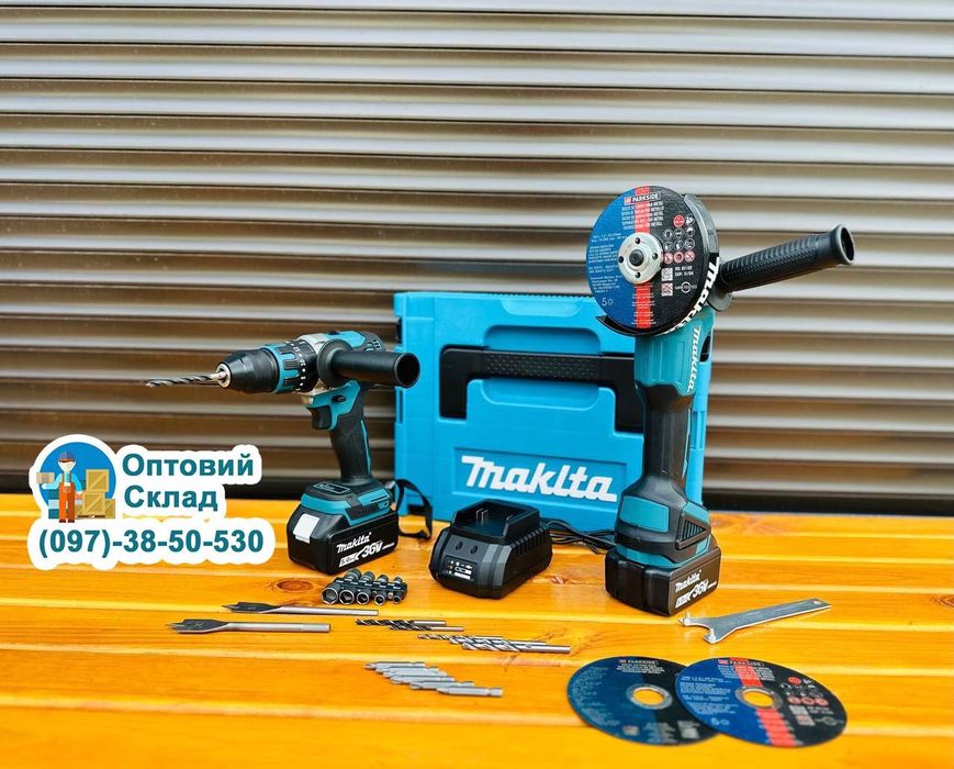 Аккумуляторный Набор 2/1 Makita Болгарка DGA 504 + Шуруповерт DHP 485
