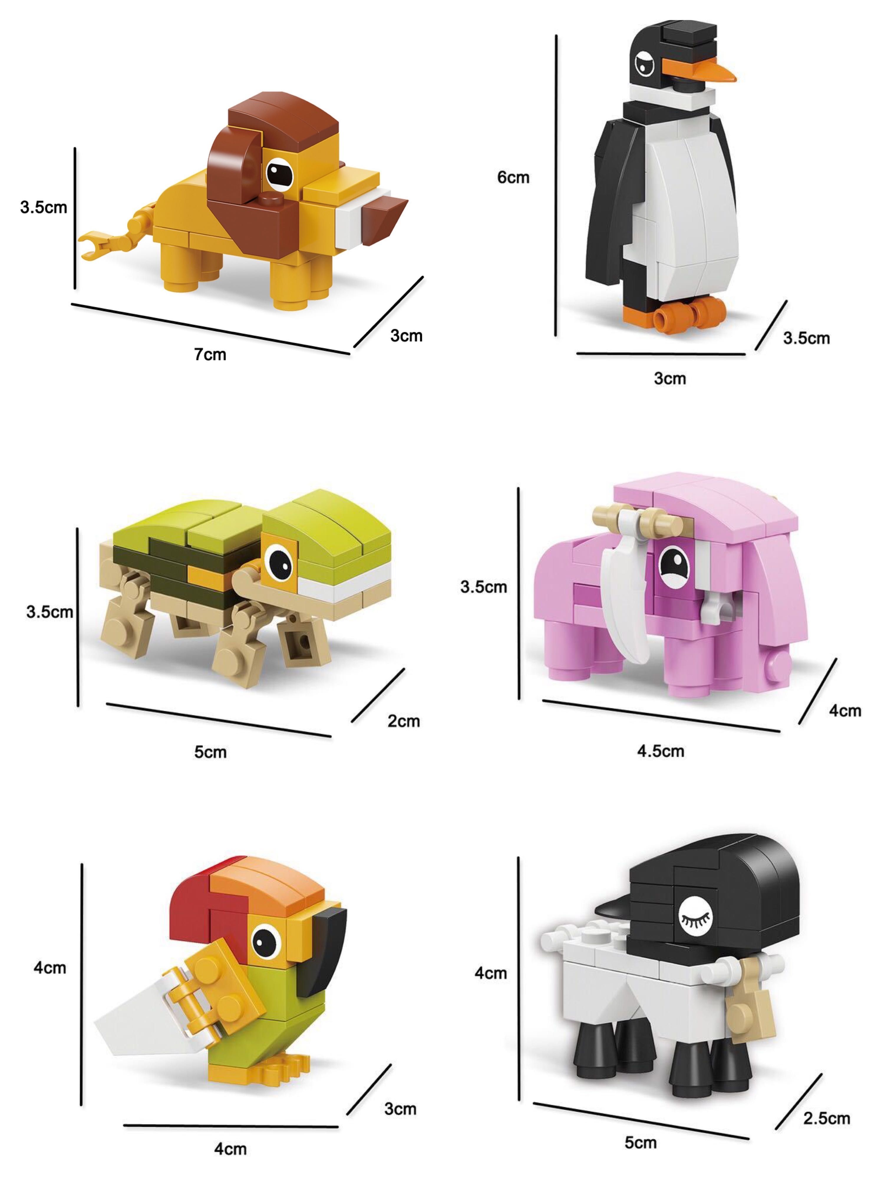 Mini Legos de Animais 12 em 1 - Reino Animal Zoo NOVO Natal