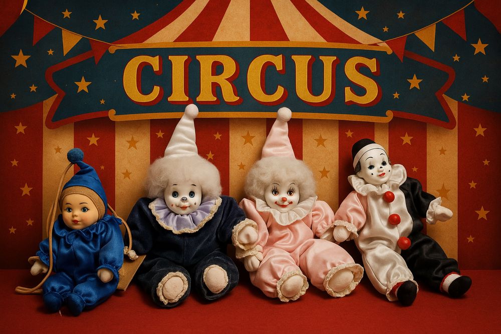 Фарфоровая кукла клоуна