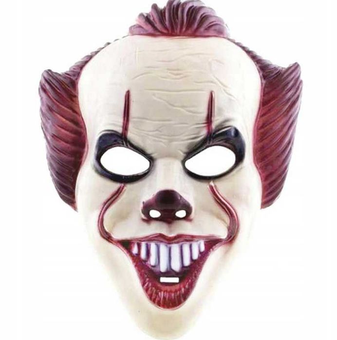 Maska na twarz klaun halloween plastik klaun biały