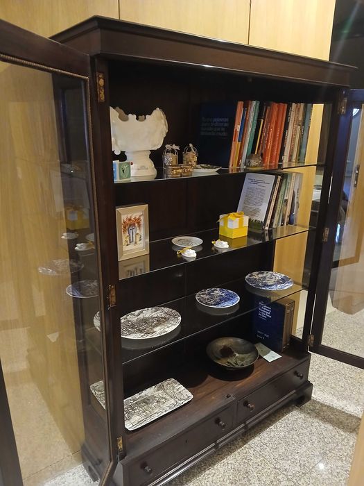 Móvel vitrine em madeira pau preto