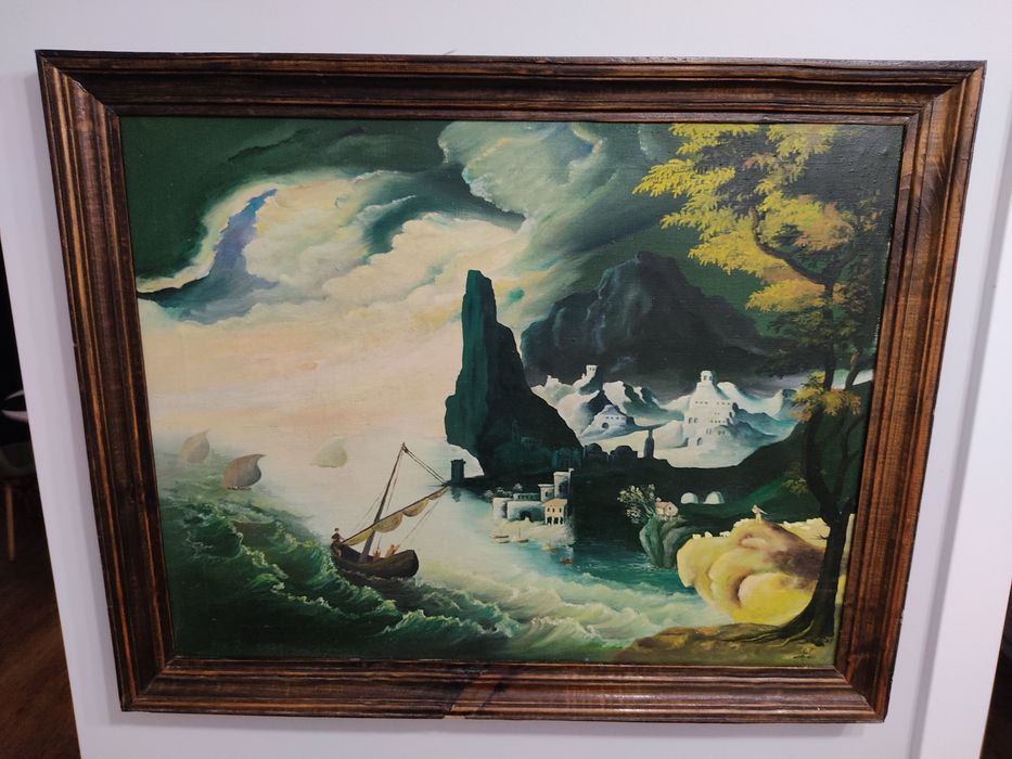 P.Szypulewski"Tajemniczy port"-niesamowity obraz olejny na płótnie!