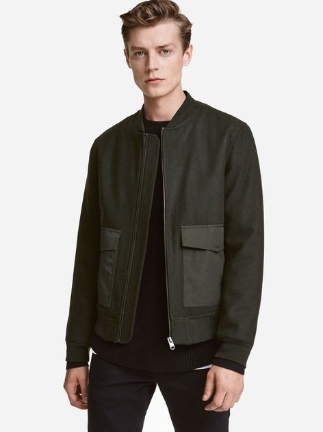 Шерстяной бомбер с нейлоновыми карманами H&M levis размер S