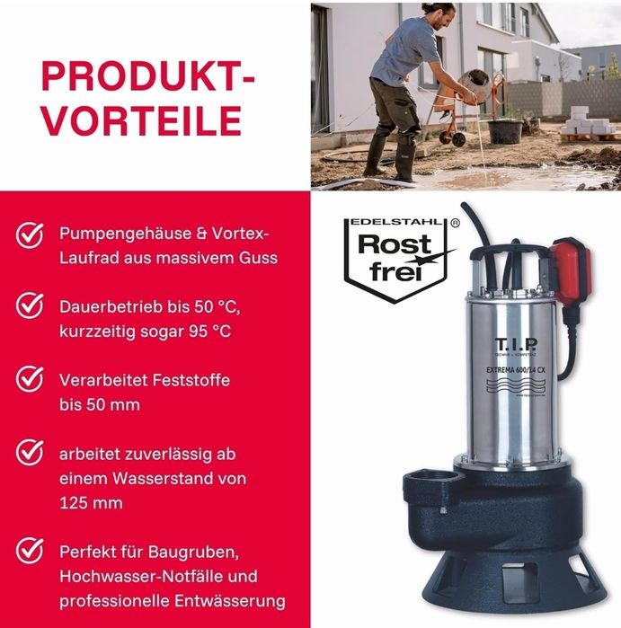 T.I.P. Extrema 600/14 CX pompa głębinowa do brudnej wody ze stali