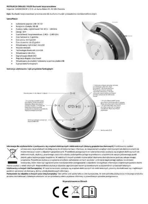 Słuchawki bezprzewodowe bluetooth led locie uszy róż na prezent