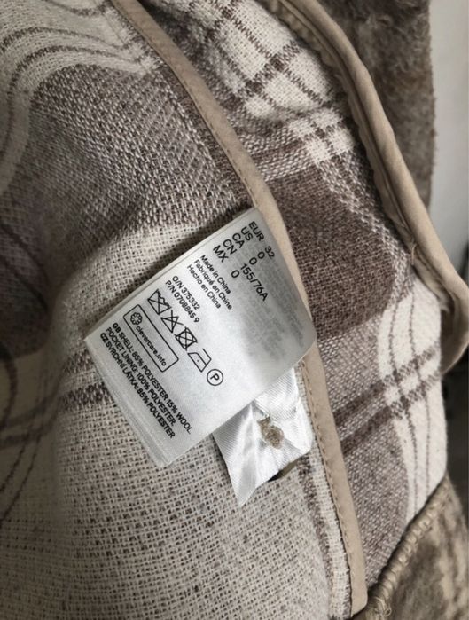 Kurtka płaszcz żakiet H&M 34/36 XS/S krata dwurzędowy beżowy beż